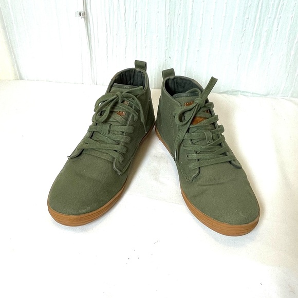 Men's Olive Canvas High-Top Sneakers - Picture 7 of 10